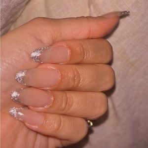 Handmade custom Reflective Glitter French Tips Press Ons